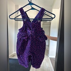 Purple corduroy polkadot bubble overalls size 12m